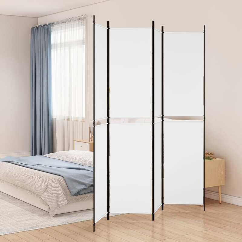 

vidaXL 4-Panel Room Divider White 200x220 cm Fabric