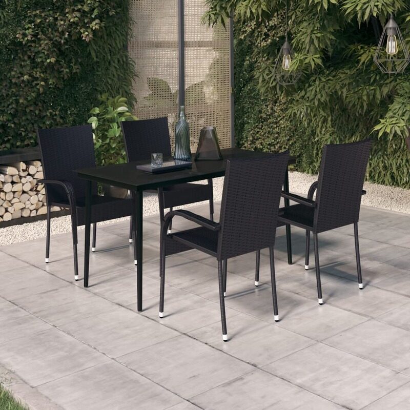 

vidaXL 5 Piece Garden Dining Set Black