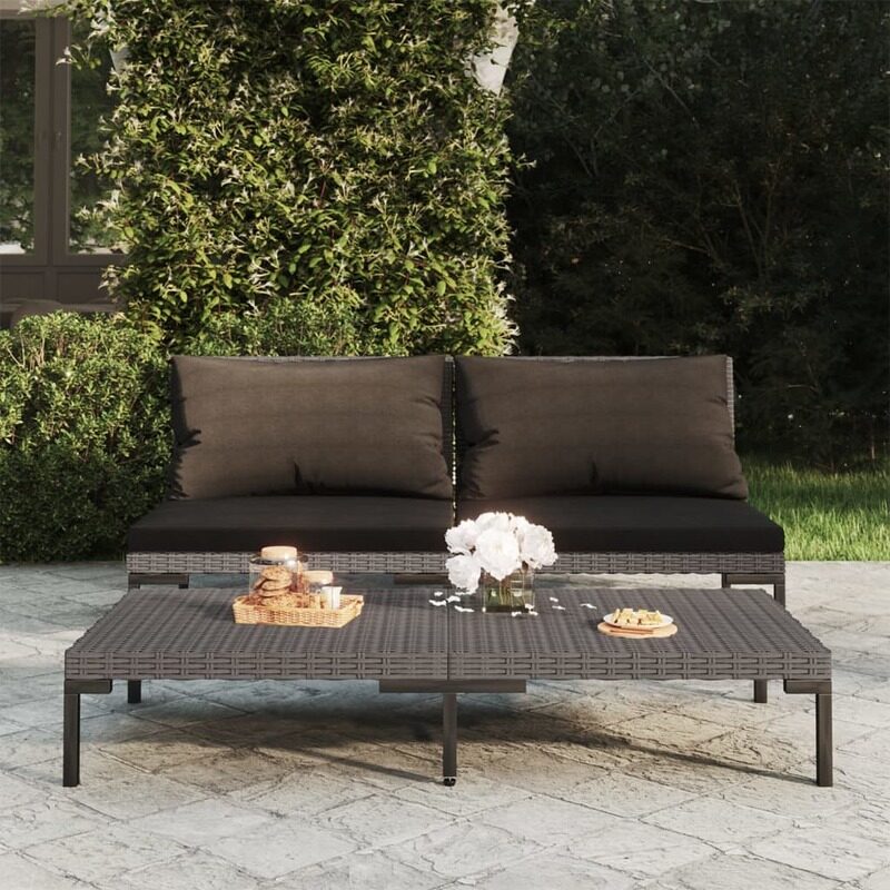 

vidaXL Garden Sofas 2pcs with Cushions Half Round Poly Rattan
