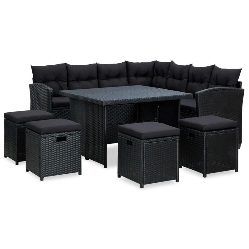 

vidaXL 6 Piece Garden Lounge Set with Cushions Poly Rattan Black