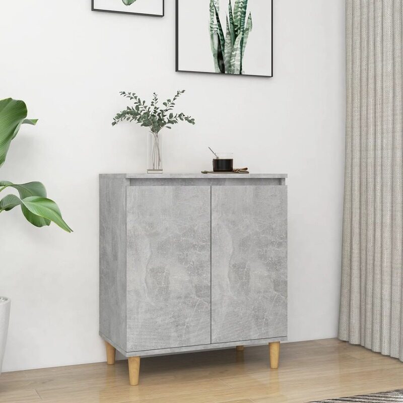 

vidaXL Sideboard&Solid Wood Legs Concrete Grey 60x35x70 cm Engineered Wood