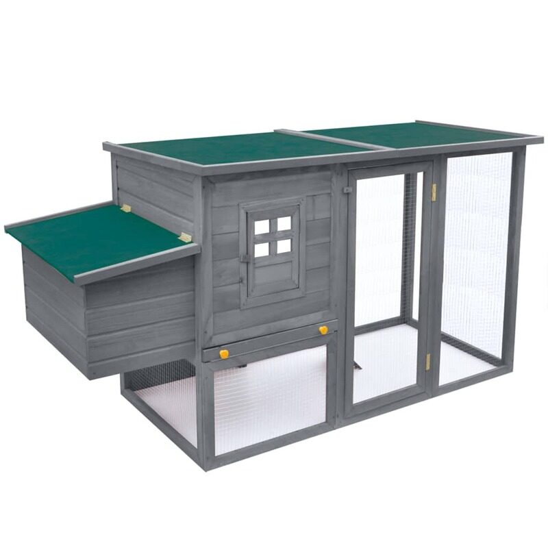 

Vidaxl Outdoor Chicken Cage Hen House with 1 Egg Cage Grey Wood