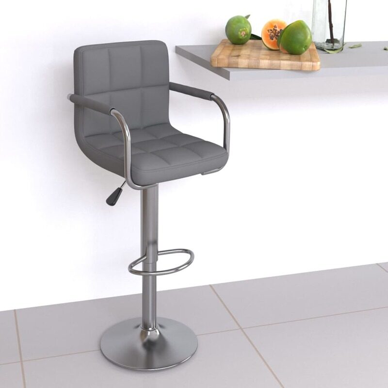 vidaXL Bar Stool Grey Faux Leather