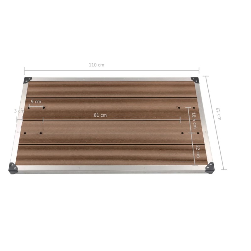 vidaXL Outdoor Shower Tray WPC Stainless Steel 110x62 cm Brown