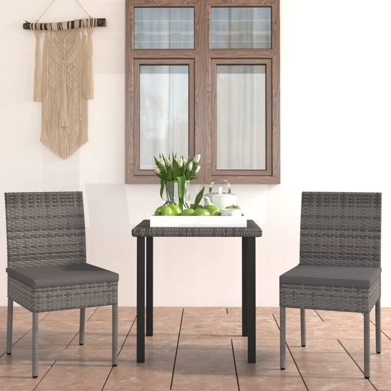 

vidaXL 3 Piece Garden Dining Set Poly Rattan Grey