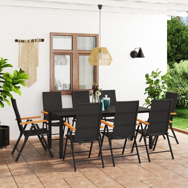 

vidaXL 9 Piece Garden Dining Set Black and Brown