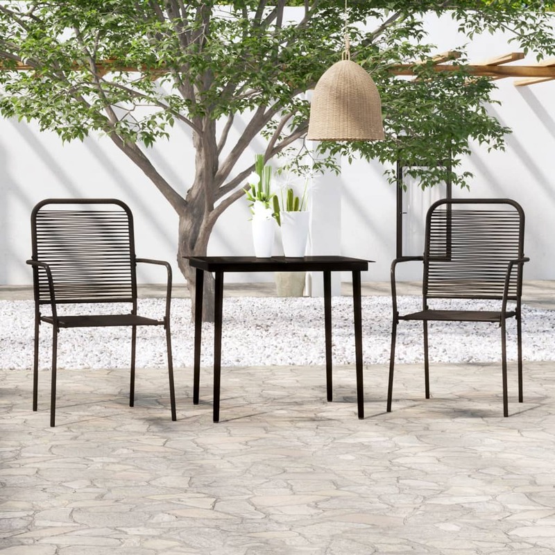 

vidaXL 3 Piece Garden Dining Set Black