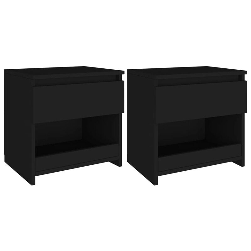 

vidaXL Bedside Cabinets 2 pcs Black 40x30x39 cm Engineered Wood