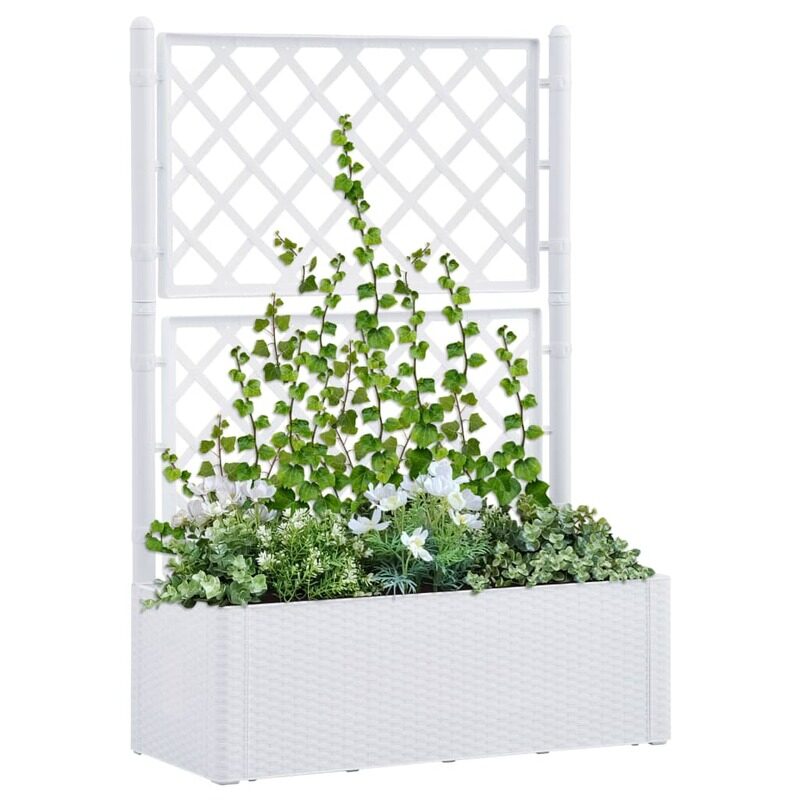 

vidaXL Garden Raised Bed with Trellis and Self Watering System White