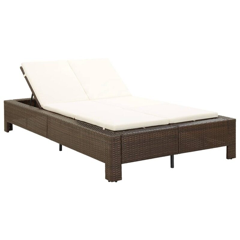 

vidaXL 2-Person Sunbed with Cushion Brown Poly Rattan