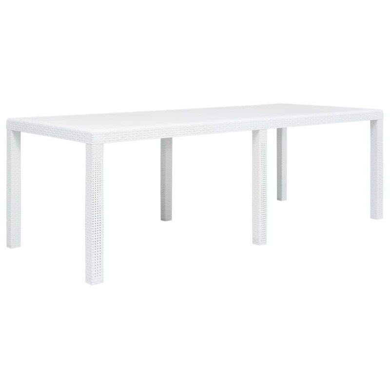 

vidaXL Garden Table White 220x90x72 cm Plastic Rattan Look