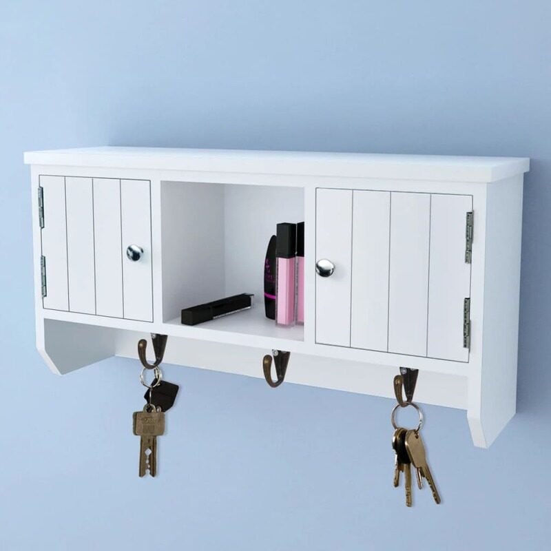 vidaXL Wall Cabinet for Keys and Jewelery with Doors and Hooks