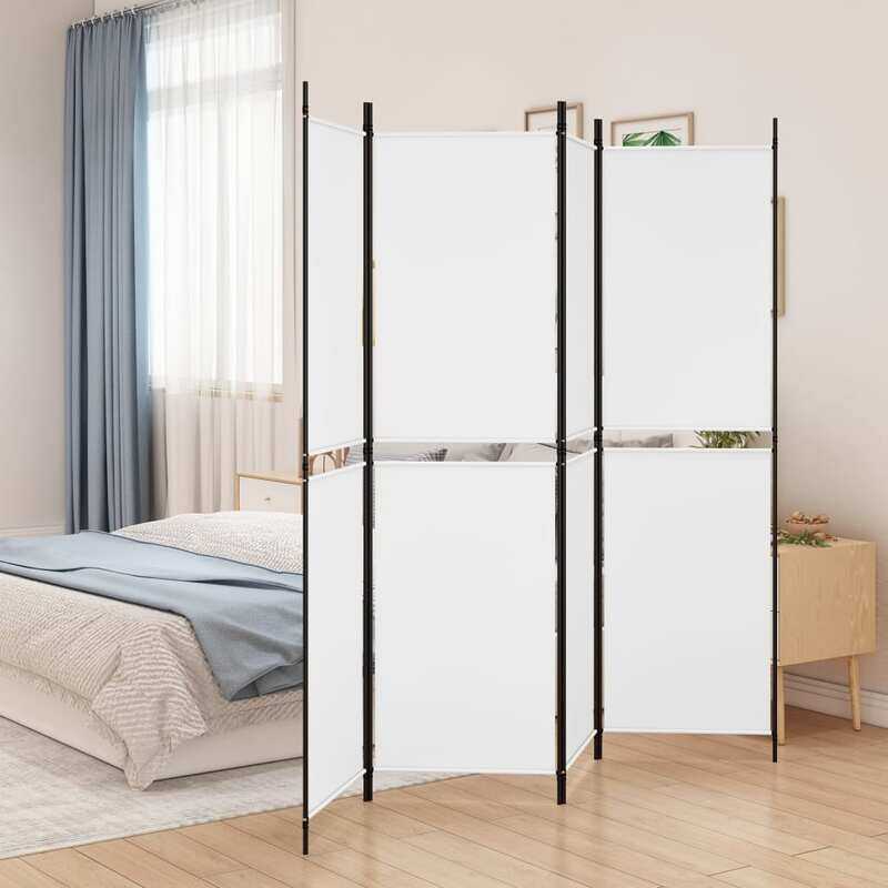 

vidaXL 4-Panel Room Divider White 200x180 cm Fabric