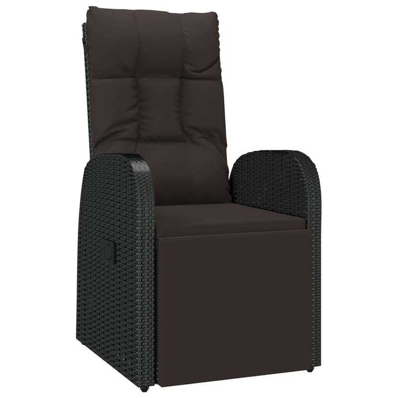 

vidaXL Reclining Garden Chair with Cushion Poly Rattan Black