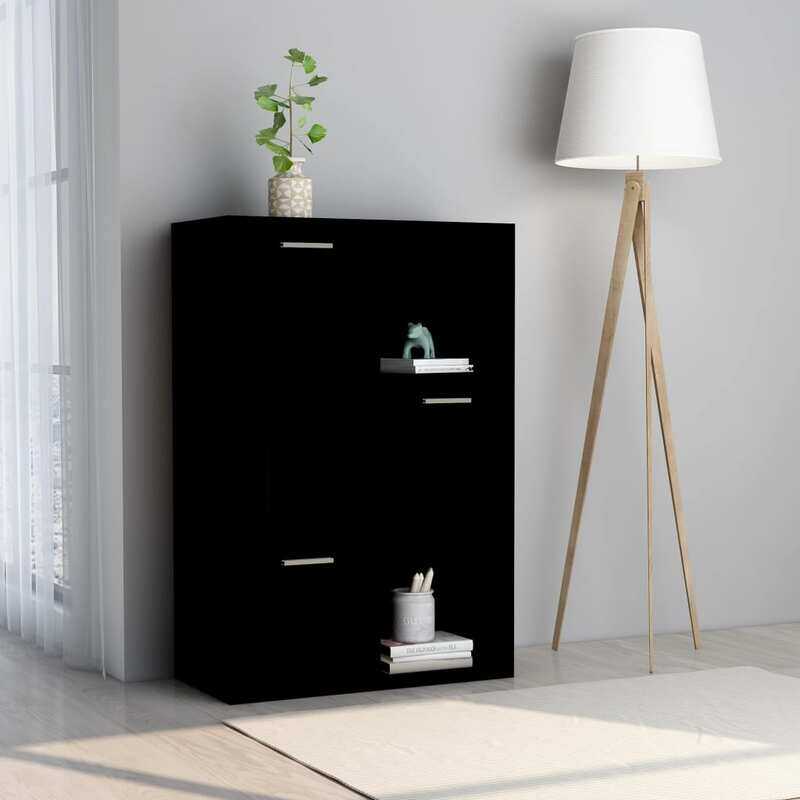 

vidaXL Storage Cabinet Black 60x29.5x90 cm Engineered Wood