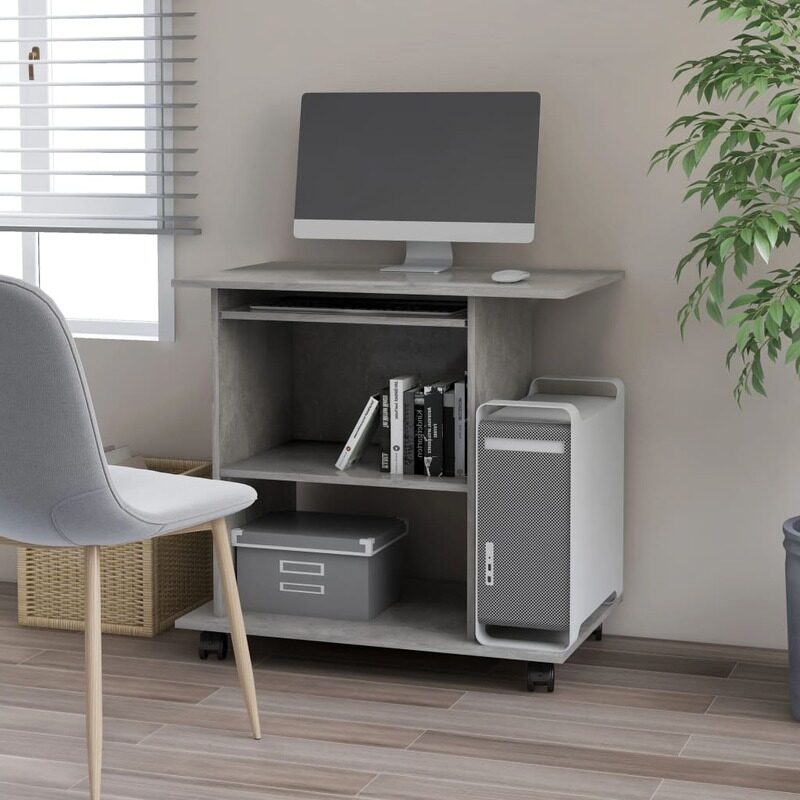 

vidaXL Computer Desk Concrete Grey 80x50x75 cm Engineered Wood