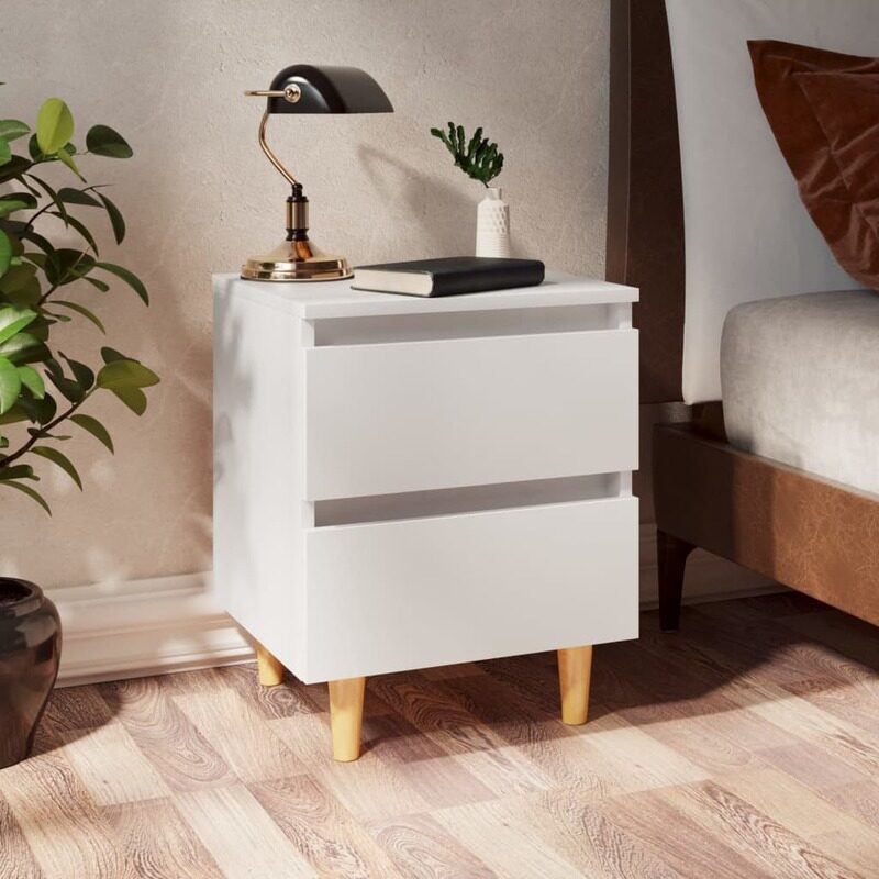 

vidaXL Bed Cabinets with Solid Pinewood Legs 2 pcs White 40x35x50 cm