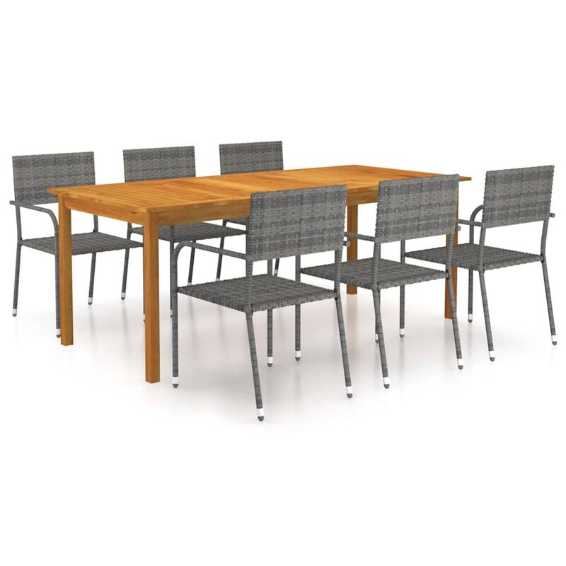 

vidaXL 7 Piece Garden Dining Set Grey