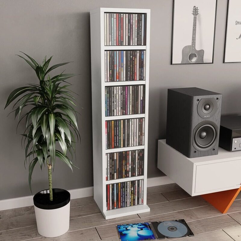 

vidaXL CD Cabinet White 21x20x88 cm Engineered Wood