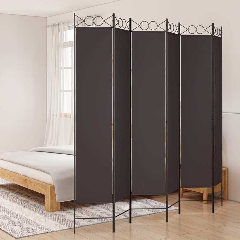 

vidaXL 6-Panel Room Divider Brown 240x220 cm Fabric