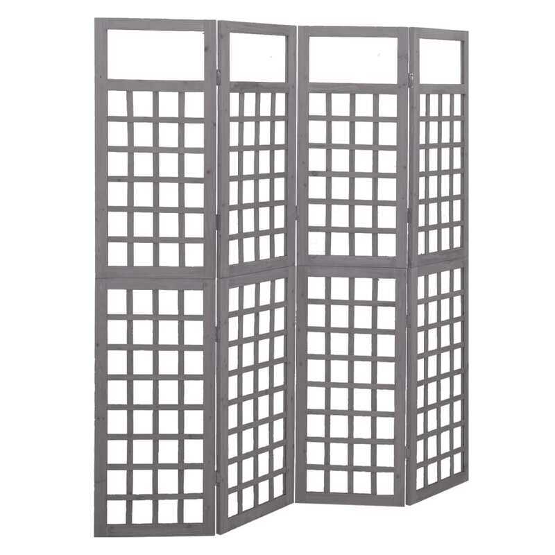 

vidaXL 4-Panel Room Divider/Trellis Solid Fir Wood Grey 161x180 cm