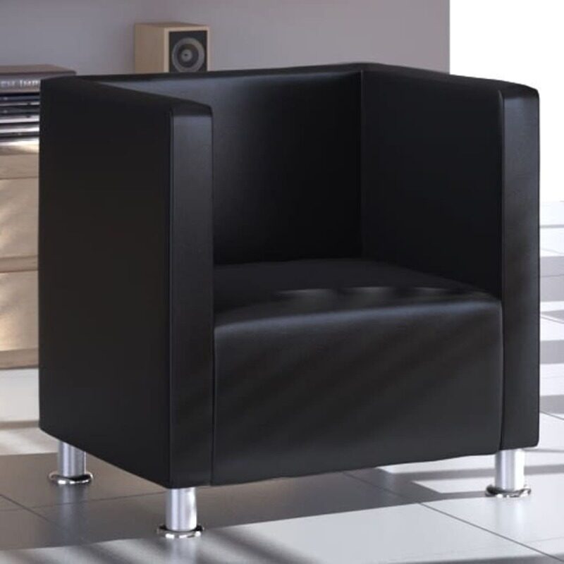 

vidaXL Cube Armchair Black Faux Leather