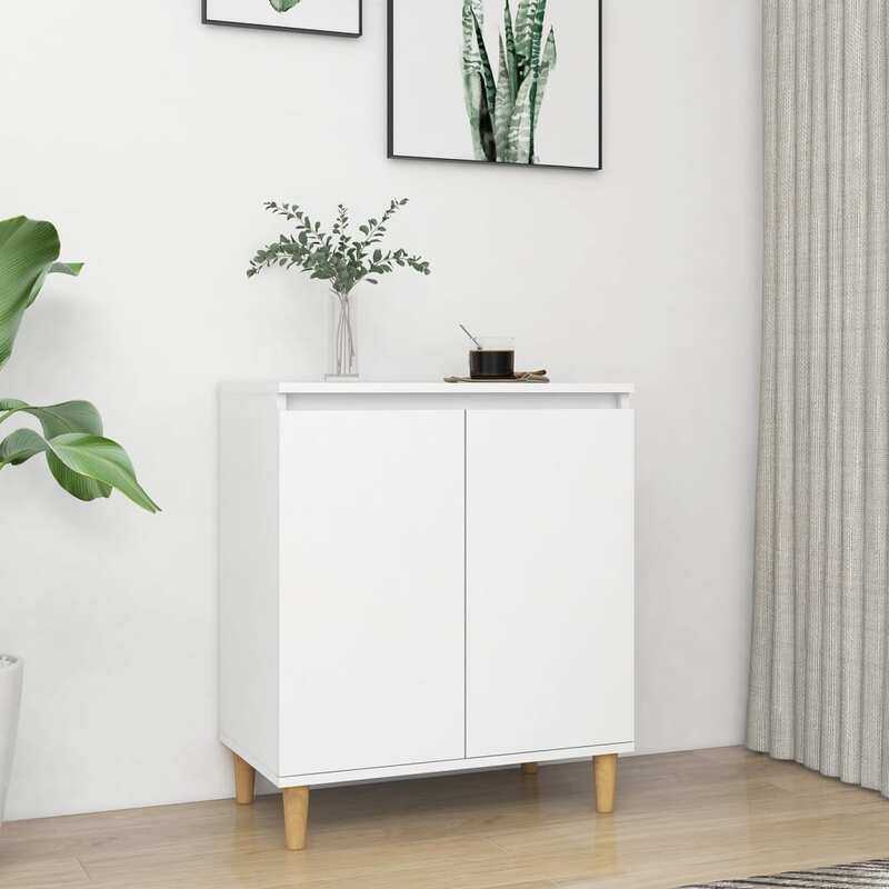 

vidaXL Sideboard with Solid Wood Legs White 60x35x70 cm Engineered Wood