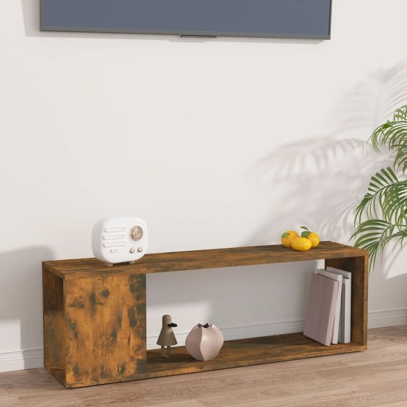 vidaXL TV Cabinet Smoked Oak 100x24x32 cm Engineered Wood