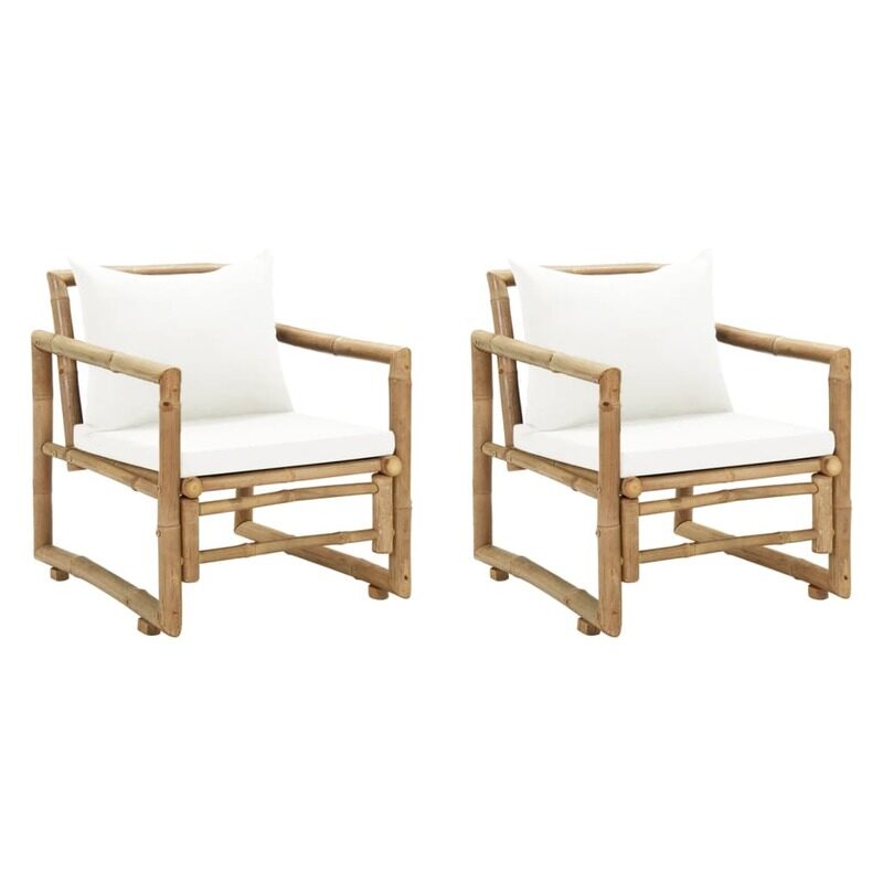 

vidaXL Garden Chairs 2 pcs with Cushions and Pillows Bamboo