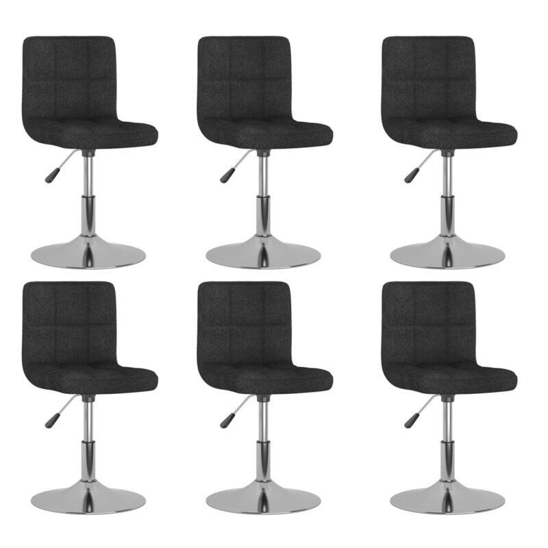 vidaXL Swivel Dining Chairs 6 pcs Black Fabric