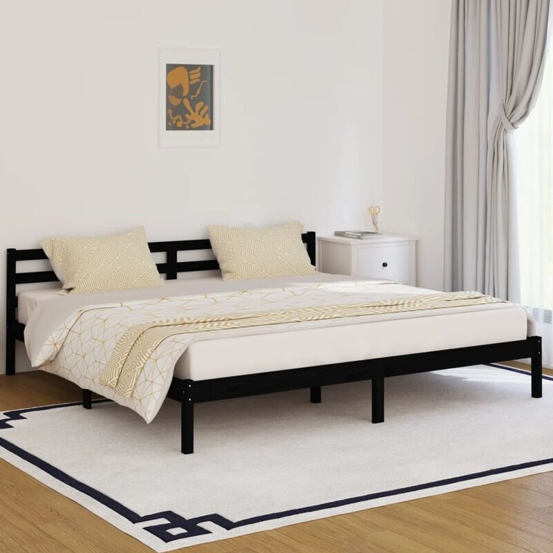 

vidaXL Day Bed Solid Wood Pine 200x200 cm Super King Black