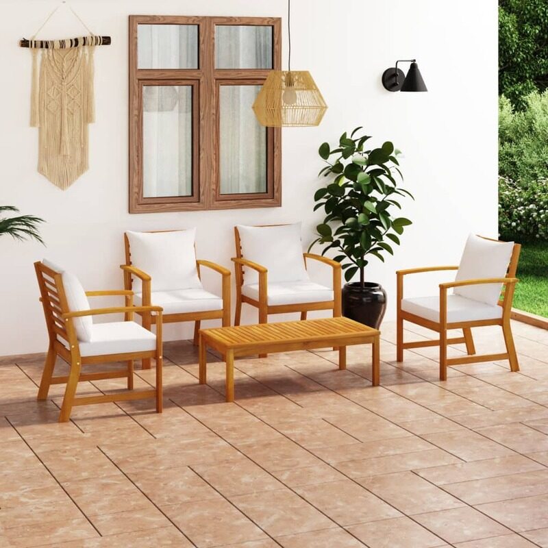 

vidaXL 5 Piece Garden Lounge Set with Cushion Solid Acacia Wood