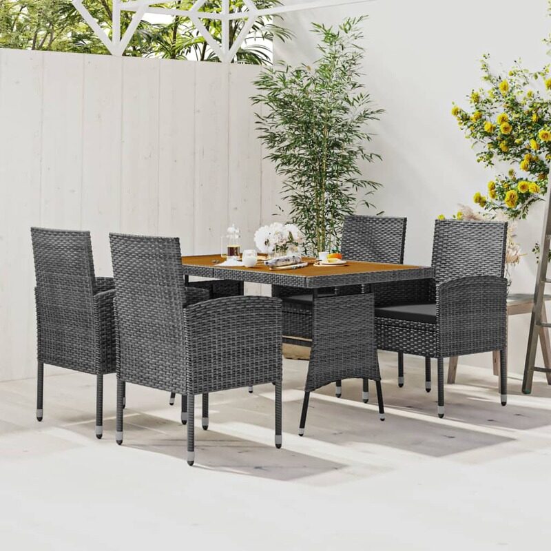 

vidaXL 5 Piece Outdoor Dining Set Poly Rattan Grey