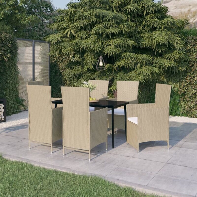 

vidaXL 7 Piece Garden Dining Set with Cushions Beige
