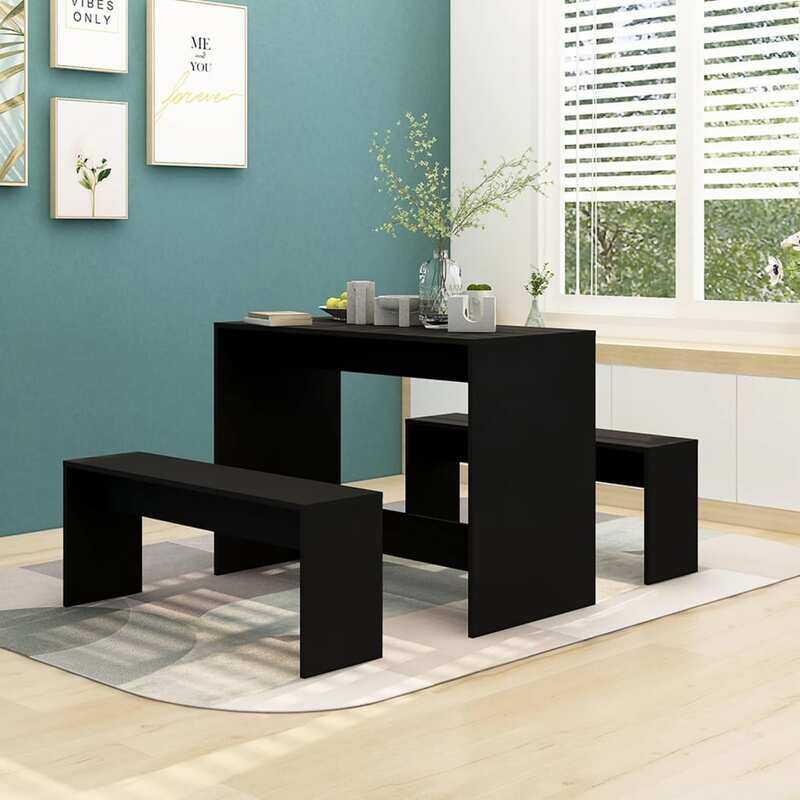 

vidaXL 3 Piece Dining Set Black Engineered Wood