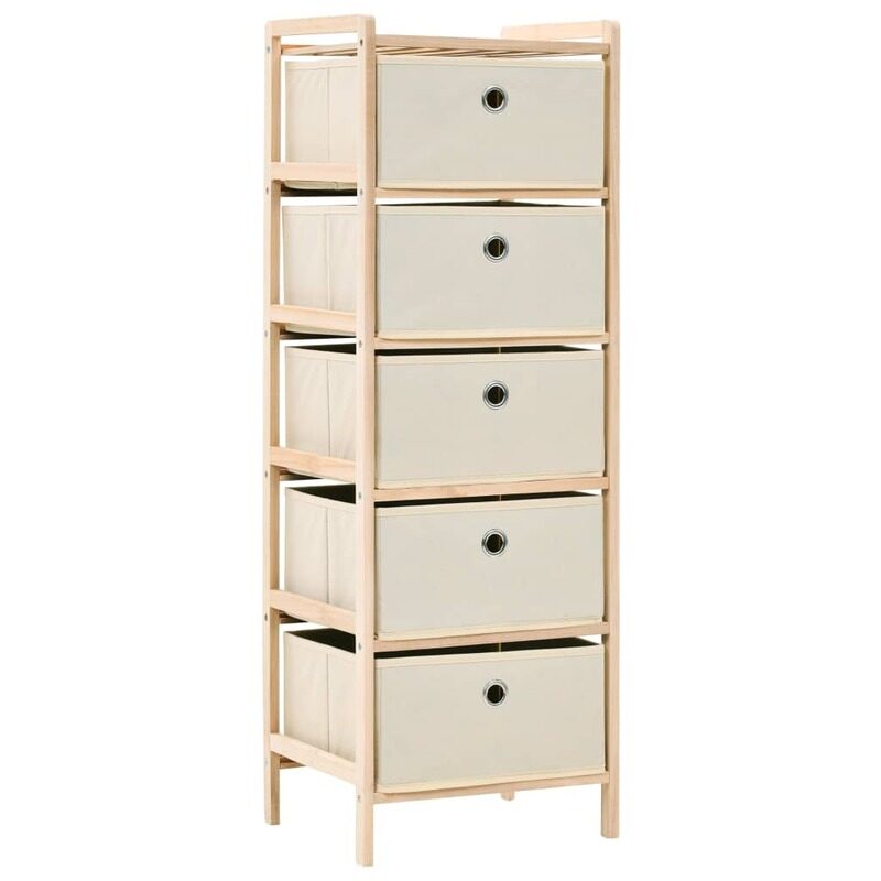 

vidaXL Storage Rack with 5 Fabric Baskets Cedar Wood Beige
