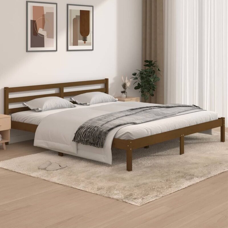 

vidaXL Bed Frame Solid Wood Pine 180x200 cm Honey Brown 6FT Super King
