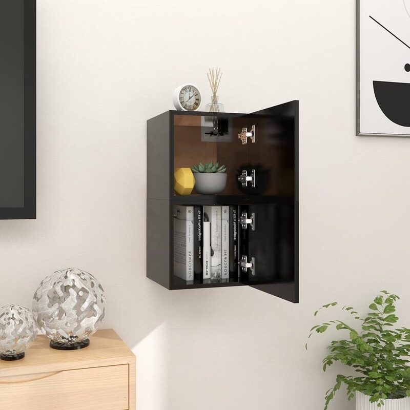 

vidaXL Wall Mounted TV Cabinets 2 pcs Black 30.5x30x30 cm