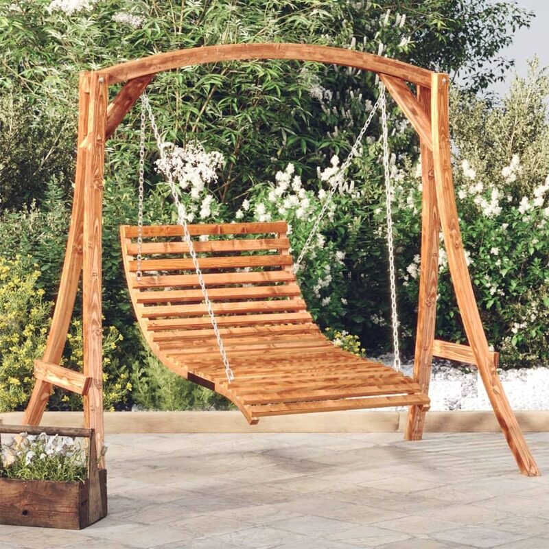 

vidaXL Swing Bed Solid Bent Wood with Teak Finish 115x147x46 cm