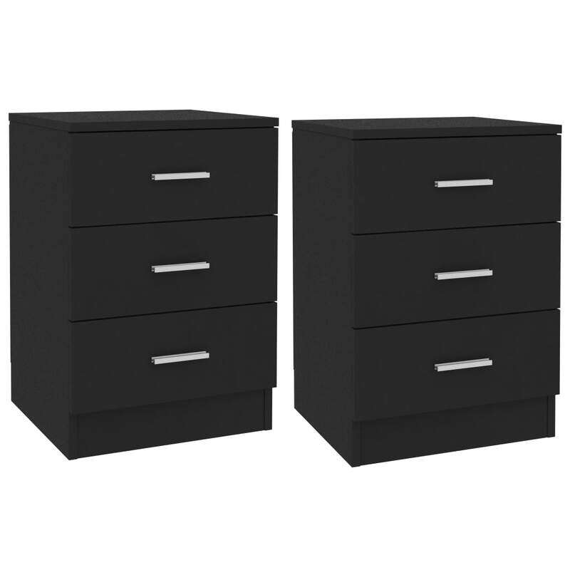 

vidaXL Bedside Cabinets 2 pcs Black 38x35x56 cm Engineered Wood