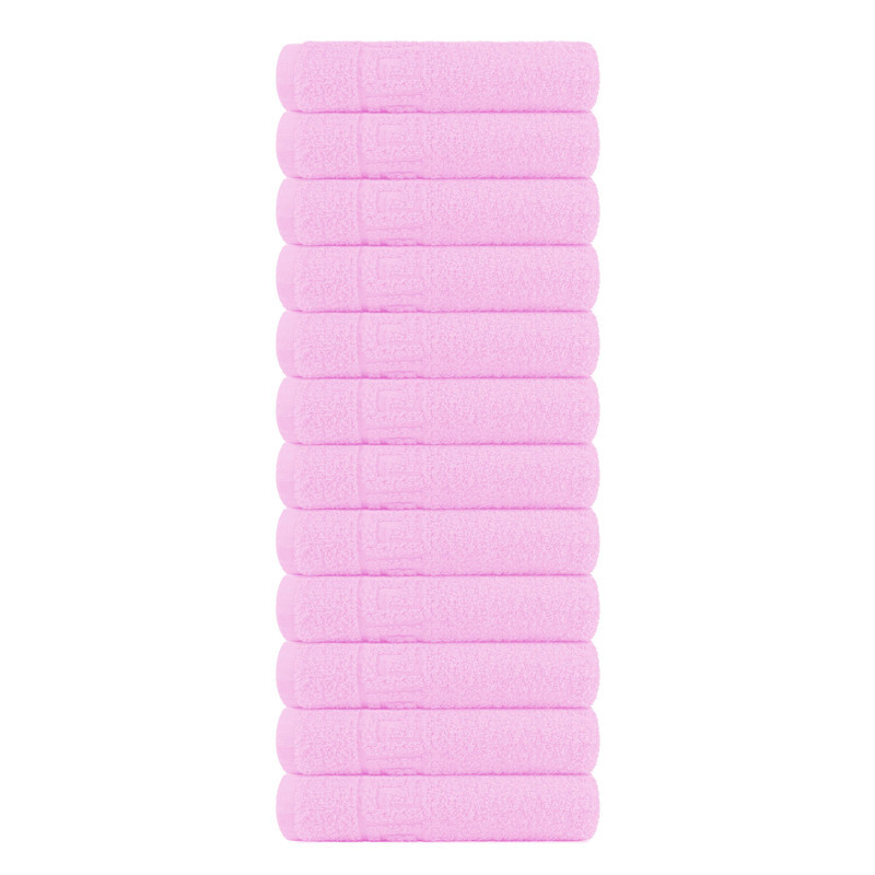 Solid Pink 12 piece 100% Cotton Hand Towel/Gym Towel/Face Towel