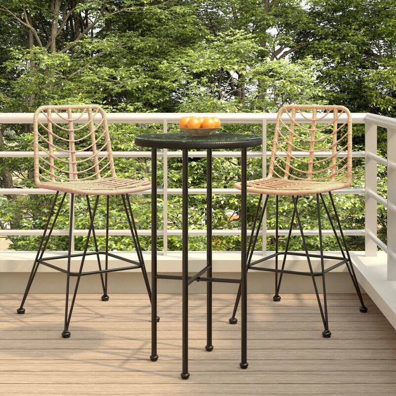

vidaXL Bar Stools 2 pcs 45x56x103.5 cm PE Rattan and Steel