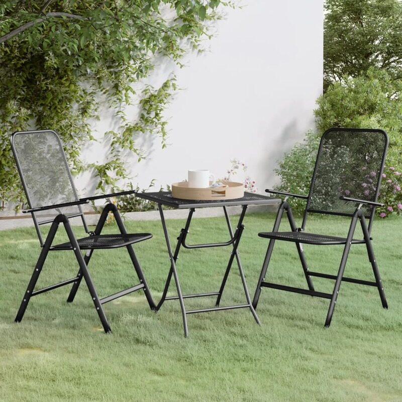 

vidaXL 3 Piece Garden Dining Set Expanded Metal Mesh Anthracite
