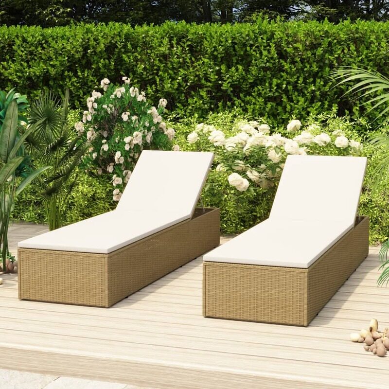 

vidaXL Sunlounger Poly Rattan Brown and Cream White