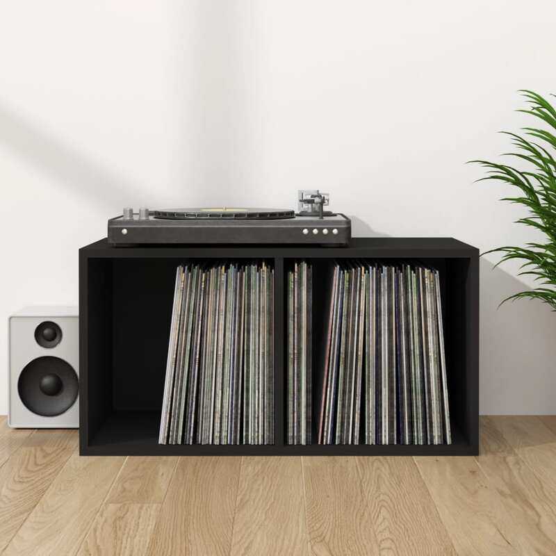 

vidaXL Vinyl Storage Box Black 71x34x36 cm Engineered Wood