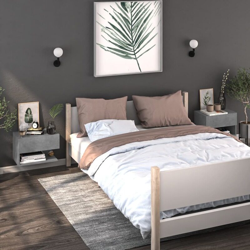 

vidaXL Wall-mounted Bedside Cabinets 2 pcs Concrete Grey