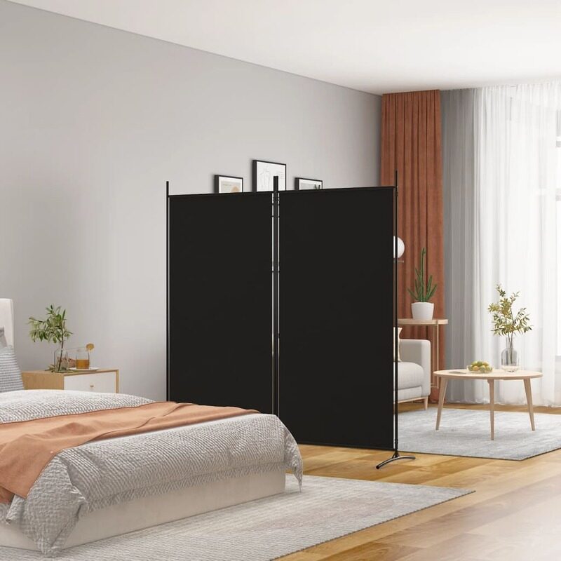 

vidaXL 2-Panel Room Divider Black 175x180 cm Fabric