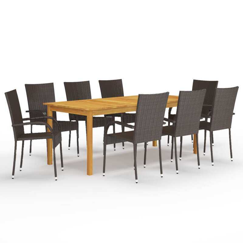 

vidaXL 9 Piece Garden Dining Set Brown