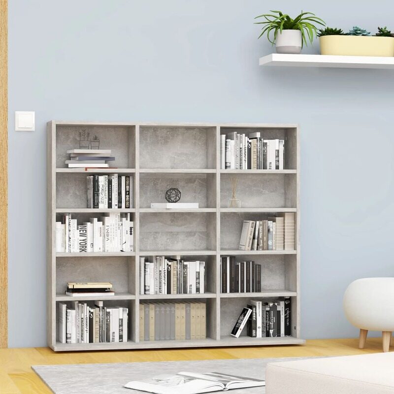 

vidaXL CD Cabinet Concrete Grey 102x23x89.5 cm Engineered Wood