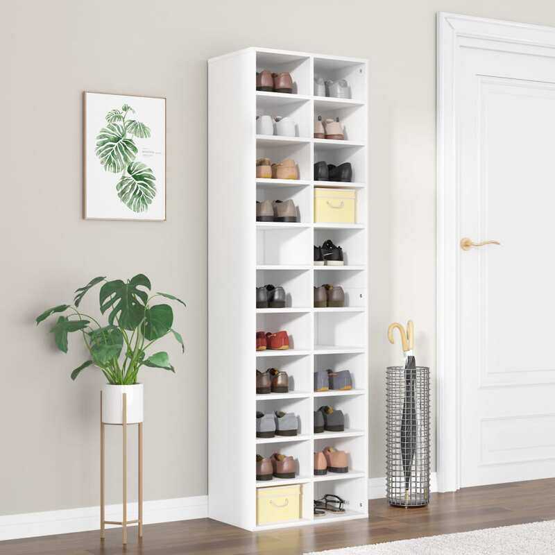 

vidaXL Shoe Cabinet White 54x34x183 cm Engineered Wood